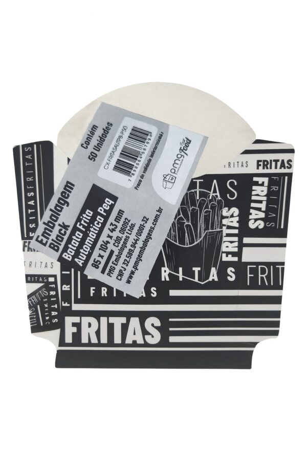 Embalagem Black Batata Frita Automática Pequena - 85x104mm (50 Unidades)