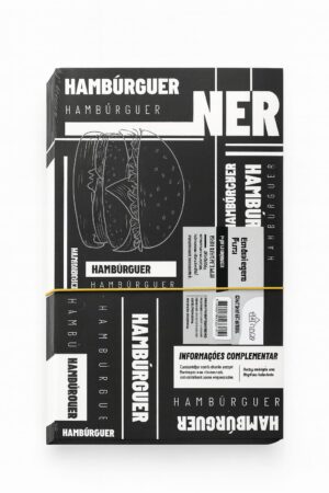 Embalagem Preta Hambúrguer Gourmet 120x80 (50 Unidades)