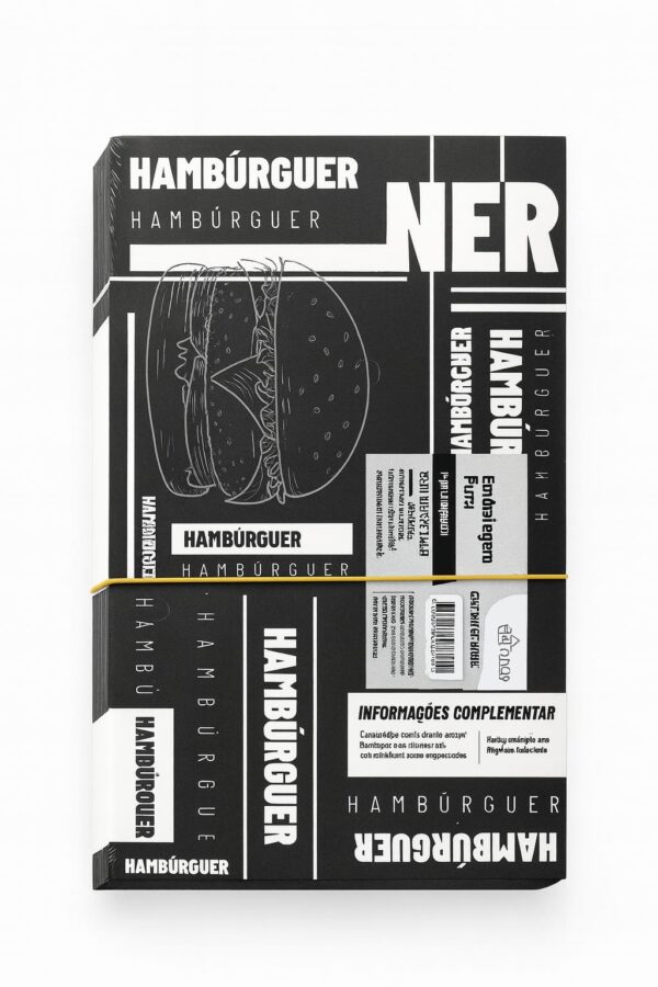 Embalagem Preta Hambúrguer Gourmet 120x80 ( 50 Unidades)