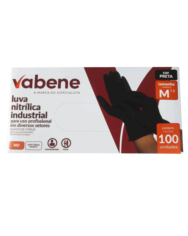 Luva nitrílica caixa com 100 unidades preta (Média)