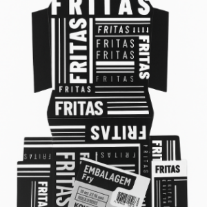 1 Embalagem Black para Batata Frita, 96 x 120 mm, 50 Unidades